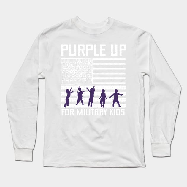 Purple Up For Military Kids - Month of the Military Child 2023 Long Sleeve T-Shirt by PraiseArts 